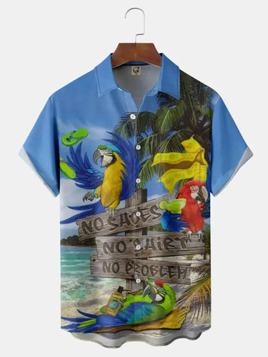 Ads Camisa Hawaiana Unisex Parrots Coconuts, Camisa De