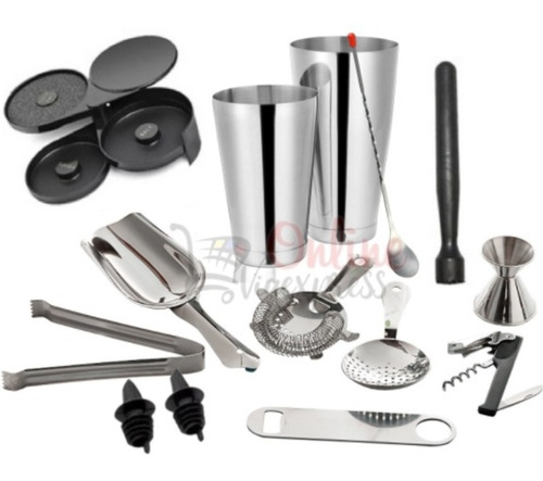 Kit Bartender Profesional Set De14 Piezas Shaker Boston Bar