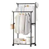 Perchero Rack Organizador Para Ropa Doble Ganchos Portátil