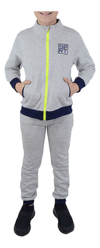 Conjunto Infantil Masculino Tiptop Moletom Cinza Mescla 6092