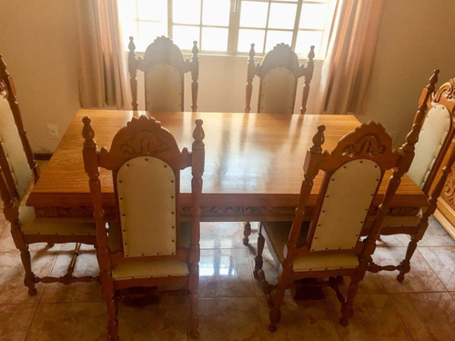Mesa, Cadeiras, Aparador E Cristaleira - Madeira Cerejereira