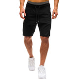 Calça Curta Masculina Elástica De Verão, Esportiva, Bolsos F