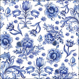 Guardanapo Para Decoupage Ambiente Delft Azul Flores 20 Unid