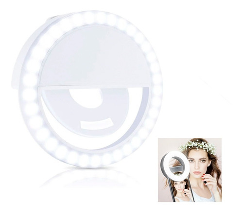 Aro Luz Led Recargable Selfie Ring Light Para Celular Declip