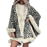 Suéter Tipo Capa Para Mujer, Estilo Chal, Estilo Leopardo, A