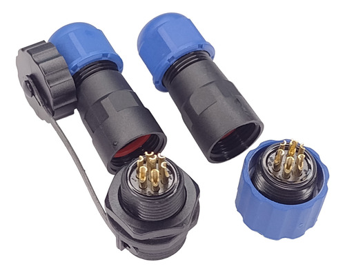 5x Conector Prova D'agua Ip68  7 Vias Plug Aviação Nautico