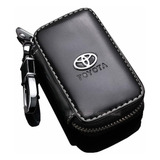 Fit Toyota Key Case Car Tag Negro Cuero Material Remoto Llav