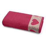 Toalha Rosto Jacquard Felpuda Love Algodão Buettner Vermelho