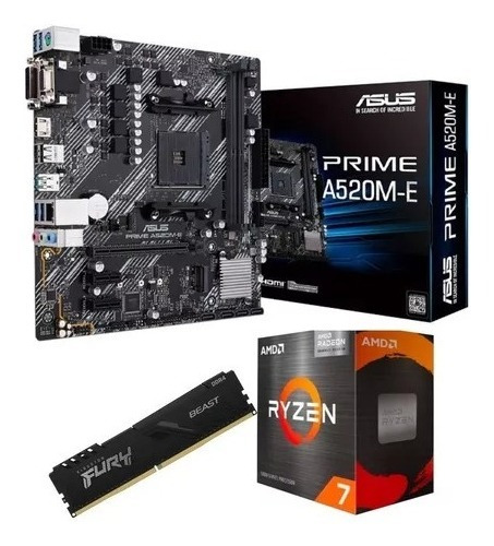 Kit Gamer Amd Ryzen 7 5700g + Am4 A520m-e + 16gb 3200mhz