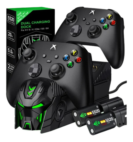 Carregador Controle Xbox One Series S X + 2 Baterias 2550mah