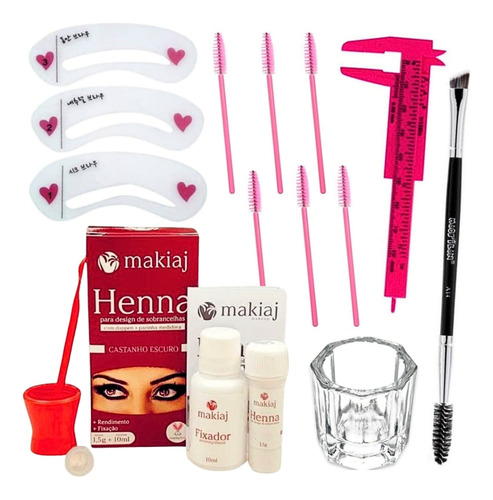 Kit Sobrancelha Henna Profissional Molde Paquímetro