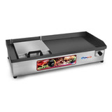 Chapa Eletrica Para Lanches Porções 70x35 Inox Pro C/ Prensa 110v