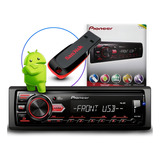 Mp3 Player Pioneer Mvh-98ub 1 Din Usb Aux Rca + Pendrive 16g