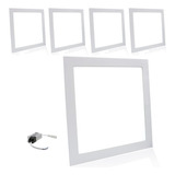 Kit 5 Painel Plafon Led 18w Quadrado Embutir 6500k Branco F