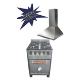 Cocina Eg Mini Semi Industrial Reforzada + Campana 60 Acero-