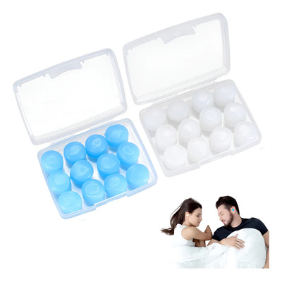 12 Par Tapones Paralos Oídos Silicona Reducción De Ruido Azul Transparente