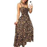 Vestido Largo Sexy De Talla Grande Con Estampado De Leopardo
