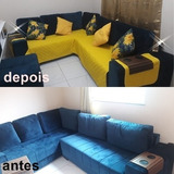 Protetor De Sofa De Canto-so Assento + 2 Capas Puf (forrado)