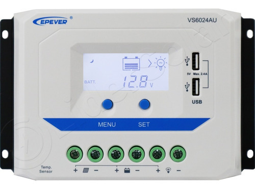 Controlador De Carga Solar Pwm 60a Epever Vs6024au 12v E 24v