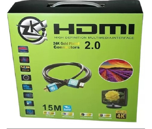 Cabo Hdmi 15 Metros 2.0  4k Blindado C/nf 15mts