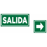 Cartel Salida + Flecha 14x27 + 14x14 Evacuacion Alto Impacto