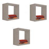 Kit 3 Nicho Decorativo 45x45x15 Cm Madeirado Em Mdf [f031]