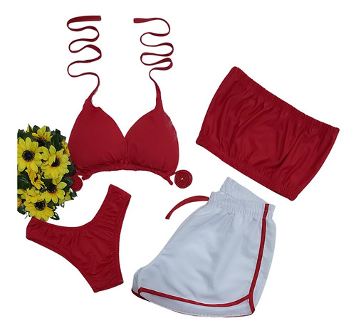 Conjunto Biquíni Com Bojo Asa Delta + Top + Short - Liso