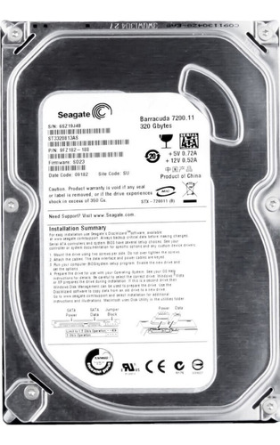 Hd Sata Seagate320gb Barracuda 7.2k 3.5 St3320813as Cor Prateado