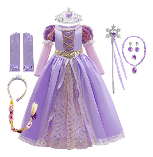 Vestido Enredado De Cosplay Para Niña Rapunzel Disney Prince