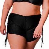 Short Biquini Praia Plus Size Com Ajuste Lateral Preto Full