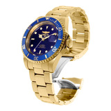 Reloj De Pulsera Invicta Pro Diver 8930ob, Mineral, Para Hombre, Fondo Azul, Con Correa De Acero Inoxidable Color Dorado, Bisel Color Azul