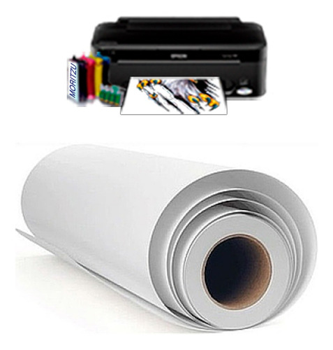 Vinilo Autoadhesivo Blanco Glossy Impresion Tinta Inkjet Com