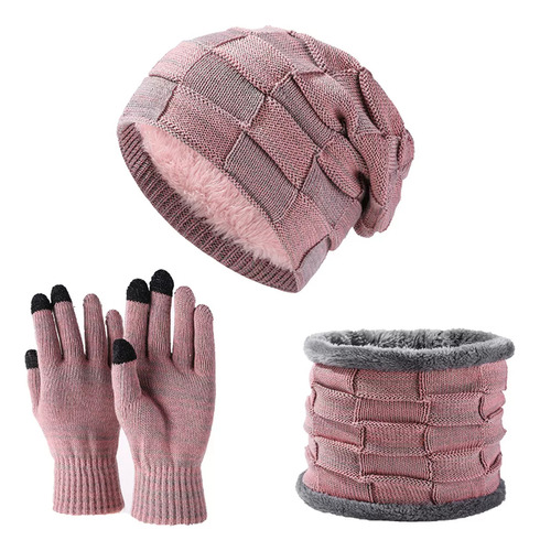 Conjunto De Gorro De Invierno De Punto, Bufanda, Guantes, Fo