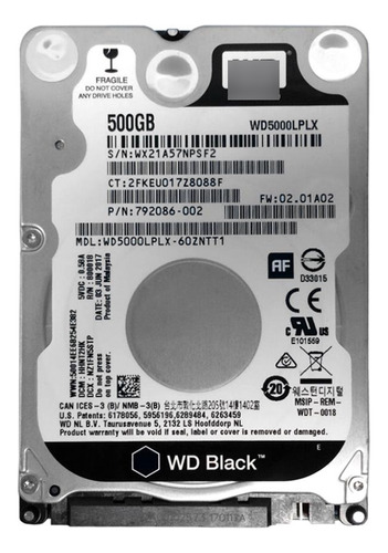 Disco Duro Western Digital 500gb Wd5000lplx Black Notebook