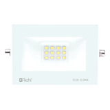 Reflector Led Exterior Richi 10w Alta Potencia Ip65 Slim Carcasa Blanco Luz Blanco Frío