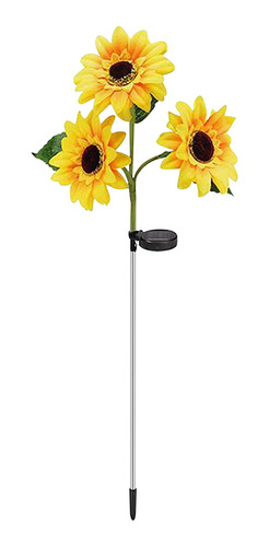 Led Solar Tres Girasol Cabeza Simulación Flor Al Aire Libre