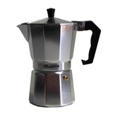 Cafetera Hudson 9 Tazas Manual Plateada Italiana