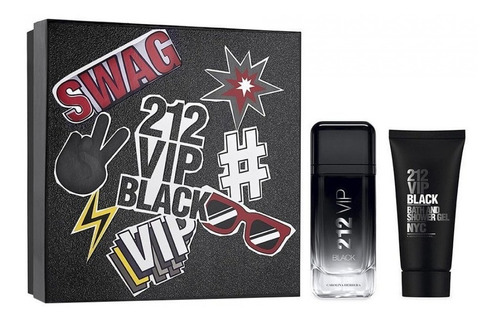 212 Vip Black Carolina Herrera Perfume Set 100ml Perfumeria!