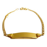 Pulseira Infantil Com Chapa Em Ouro 18k 750 Malha Grumet