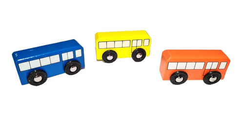 Pack 3 Buses Juguete Madera Didáctico Niños