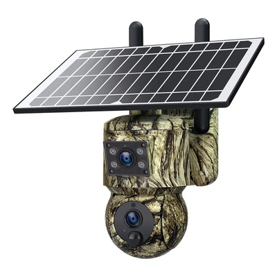 Encubierto Camara Solar 4g Chip Sim 6mp Alarma Ptz UCon Hd,cámara Binocular Con Gps,detección Por Doble Sensor Pir + Radar,articulación De Bola Y Pistola,observación De Animales Al Aire Libre | Meses sin interés