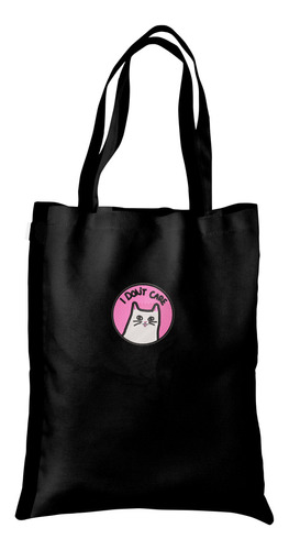 Bolsa Tote Bag Artesanal Con Bordado Gatito I Don't Care