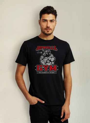 Playera Gym Gimnasio Diseño 151 Toro Ironville Gym Beloma