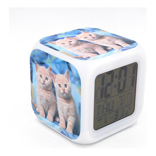 Boyan Reloj Despertador Led De Gato De Pelo Corto Británico,