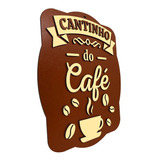 Placa Decorativa Cantinho Do Café Retro 3d Relevo Cozinha