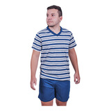 Pijama Masculino Short Manga Curta Listrado Verde 7761-395