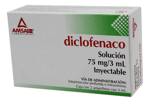 Diclofenaco 75 Mg Solución Inyectable 2 Ampolletas 3 Ml