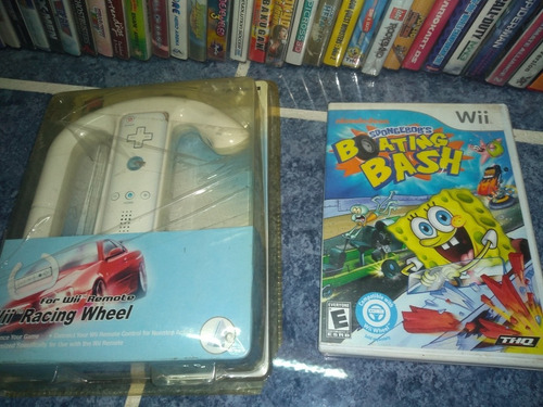 Nintendo Wii Wiiu Juego Spongebob Boating Bash Con Volante