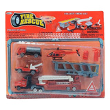 Set 8 Piezas Bombero Helicoptero Camion Grua Mata Fuego