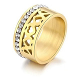 Anillo Acero Inoxidable Argolla Color Oro Corazon Para Mujer